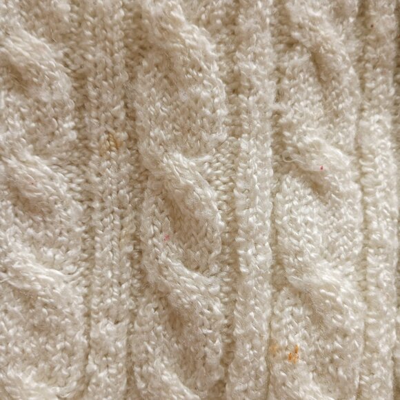 Authentic Vintage 80s Preppy White Cable Knit Collared Sweater Miranda - Picture 6 of 8